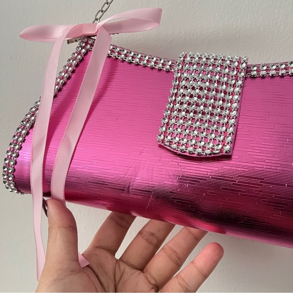 Vintage Metallic PInk Party Bag/Clutch - Picture 4 of 10